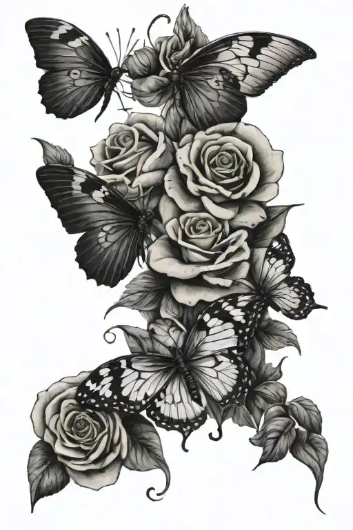 Roses Snake Wrapped Butterfly Perched