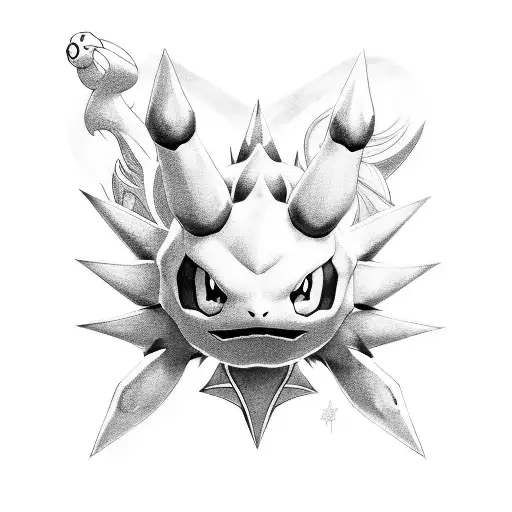 A Realistic Portrait Of The Client's Favorite Pokemon In Black-grey Style