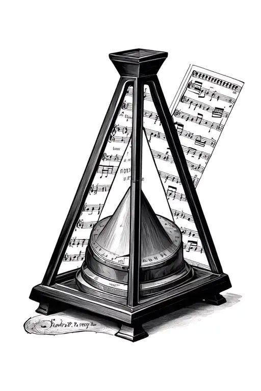 Geometric Metronome With Music Sheet Forming The Shape