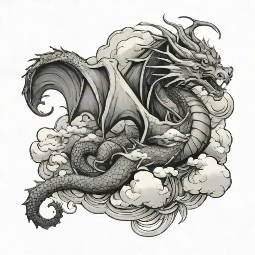 Dragon With Clouds Surrounding