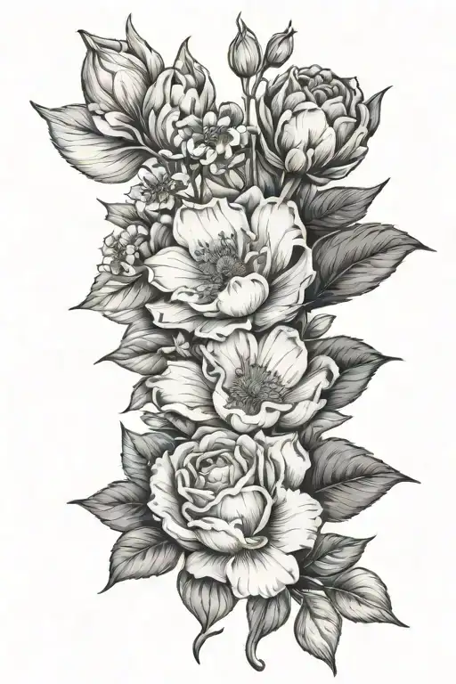 Blackout Tattoo Depicting Birth Flowers September And April