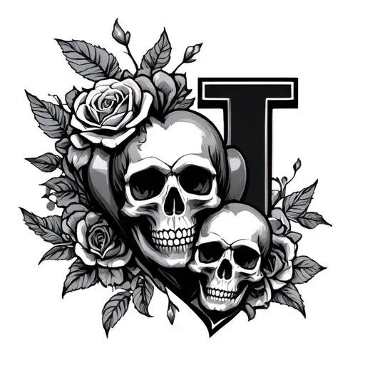 J And S With Heart And Skull
