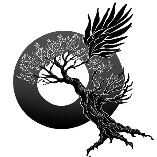 Tree And Symbol Freedom Fine Lines