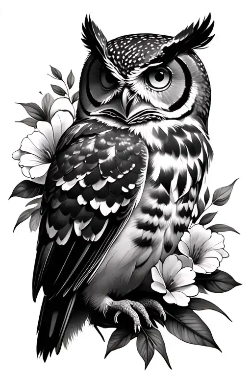 Owl And Flowers
