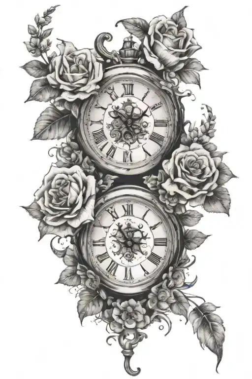 3 Birth Clocks Surrounded By Flowers