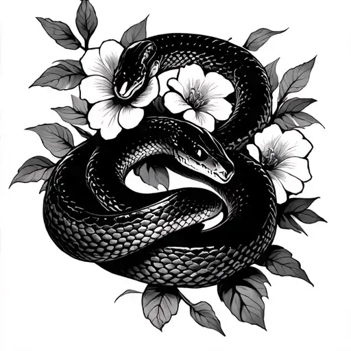Snake And Flowers