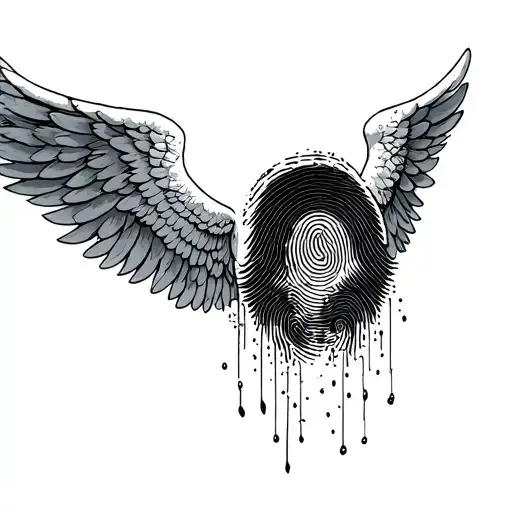 Angel Wings Surrounding Thumb Print Inside