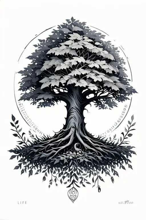 Life Tree Leaves With Font And Data From The Child