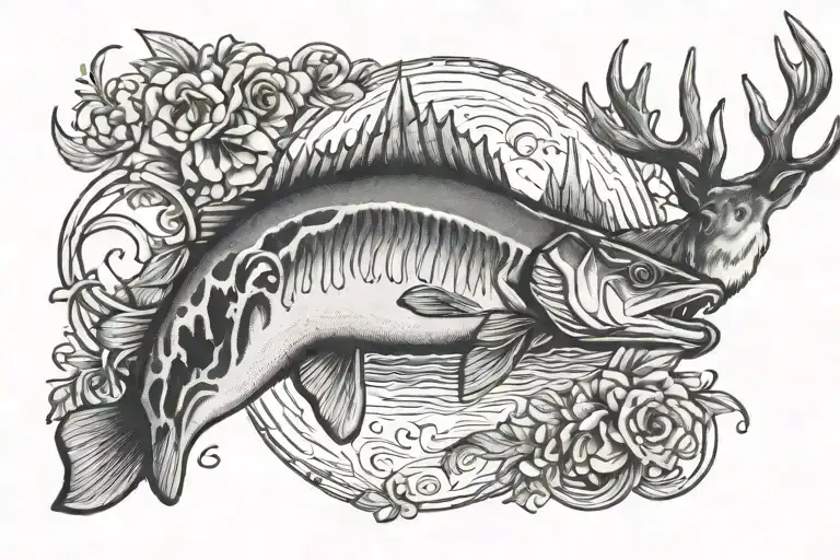 Bass And Deer And Cross