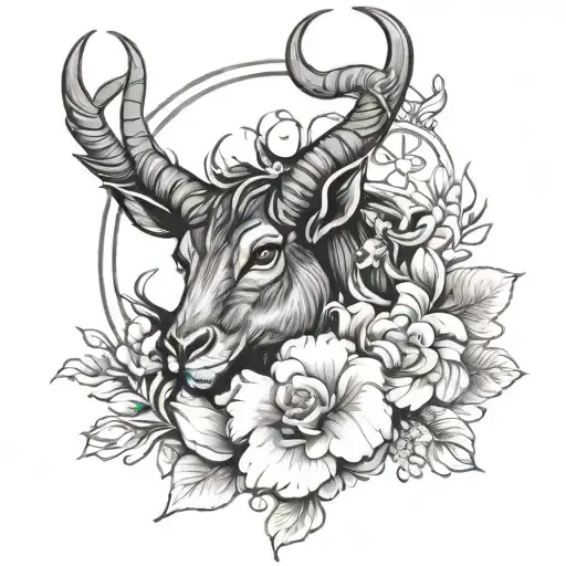 Capricorn And Flowers