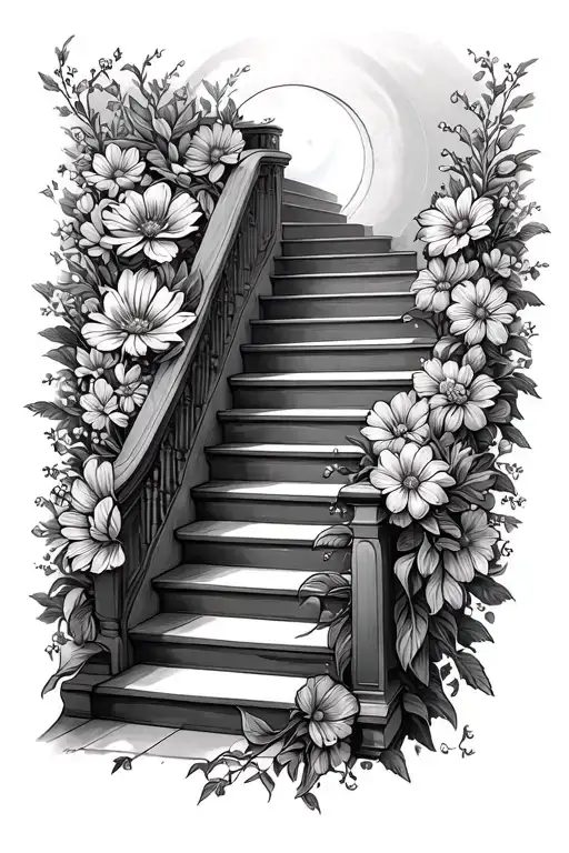 Flowers Surrounding Stair Way To Heaven