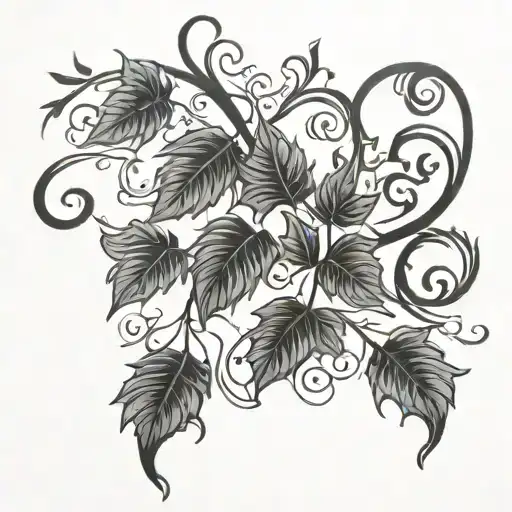 Vine Going Up Neck With 2 Leaves Intertwined