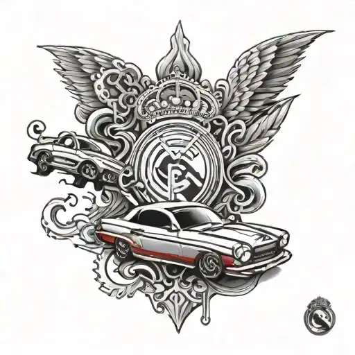 Red Car With Real Madrid Details Intertwined