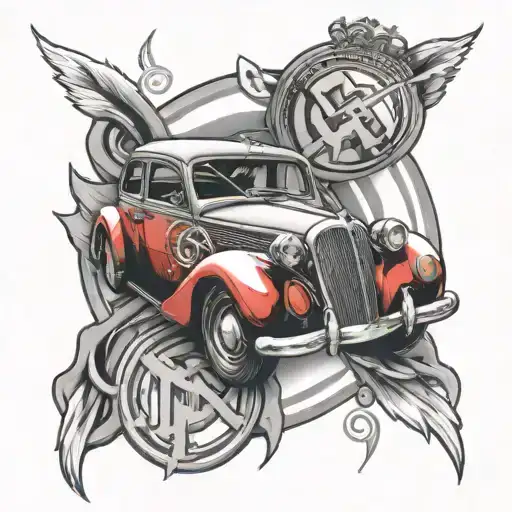 Red Car With Real Madrid Details Intertwined