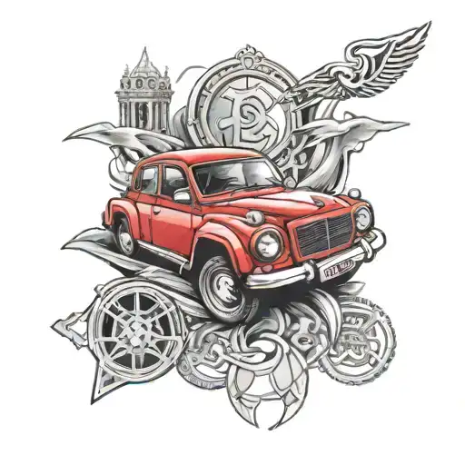 Red Car With Real Madrid Details