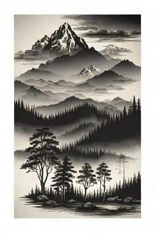 Forest With Mountains Panorama