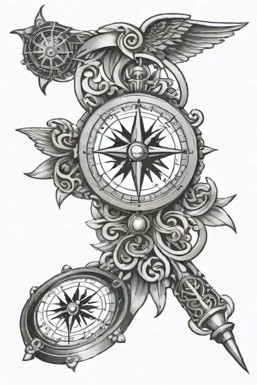 Keltic Compass And Coach Whistle Intertwined