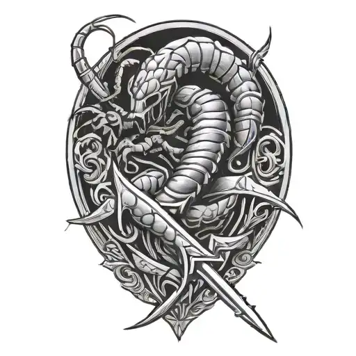 Scorpion Intertwined With A Sword