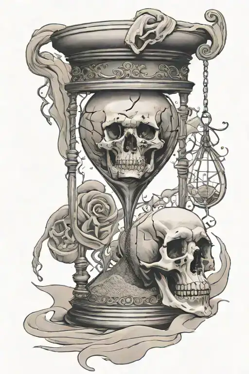 Hour Glass Uncovering Skull As It Empties The Sand