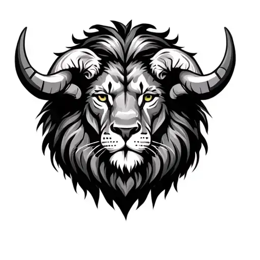 A Lion Head With A Aries And Bull In Its Paws