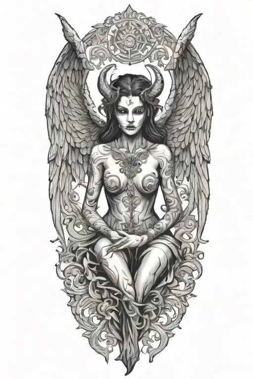 Winged Female Demon Siloutte