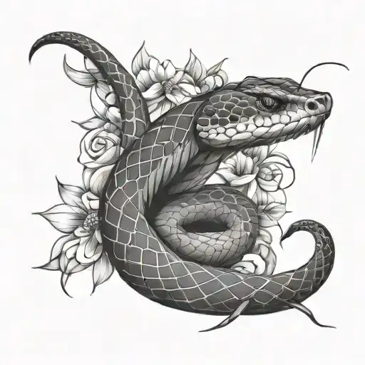 Snake And Flowers