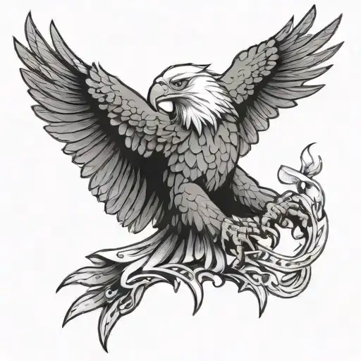 Eagle Behind Tattoo With Talons Clinging