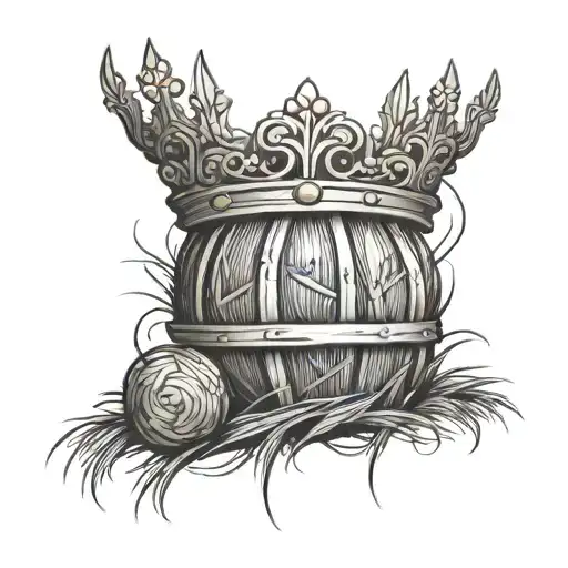 A Hay Bale And A Crown Adorned