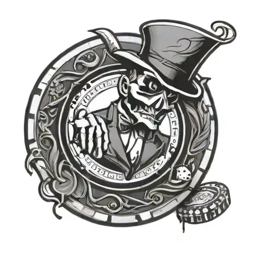 A Poker Chip With A Ghostly Gangster Silhouette In The Center