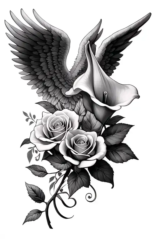 Angel Calla Roses Wings