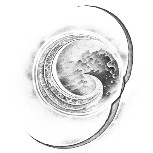 Crescent Moon With Wave Inside