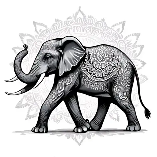 Mandala Elephant Walking