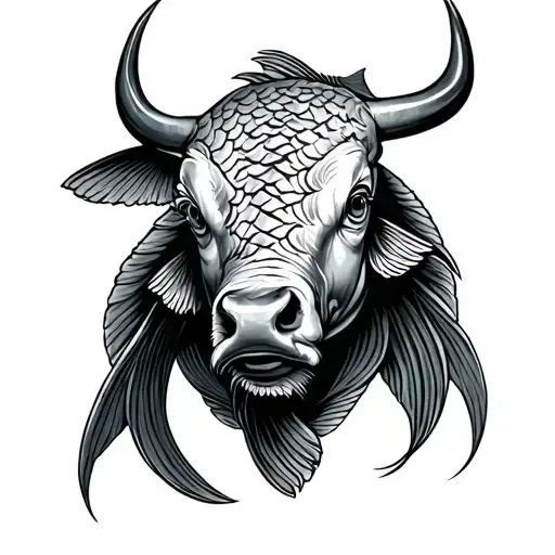 Fish And Bull From Zodiac Symbol
