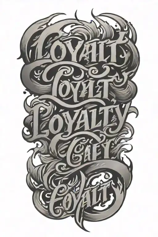 The Word Loyalty In Script Bold Italics With Flames