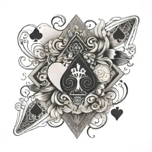 An Intricate Design Of Playing Card Suits Intertwined With Data Graphs