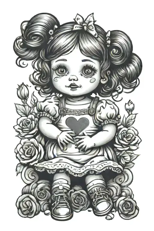 Girl Doll Saying I Love You This Much With Arms Wide Open