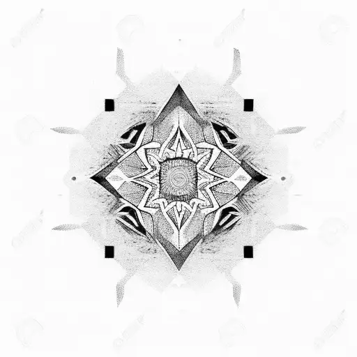 Geometric Patterns Inspired By The Ocean In Black-grey Style