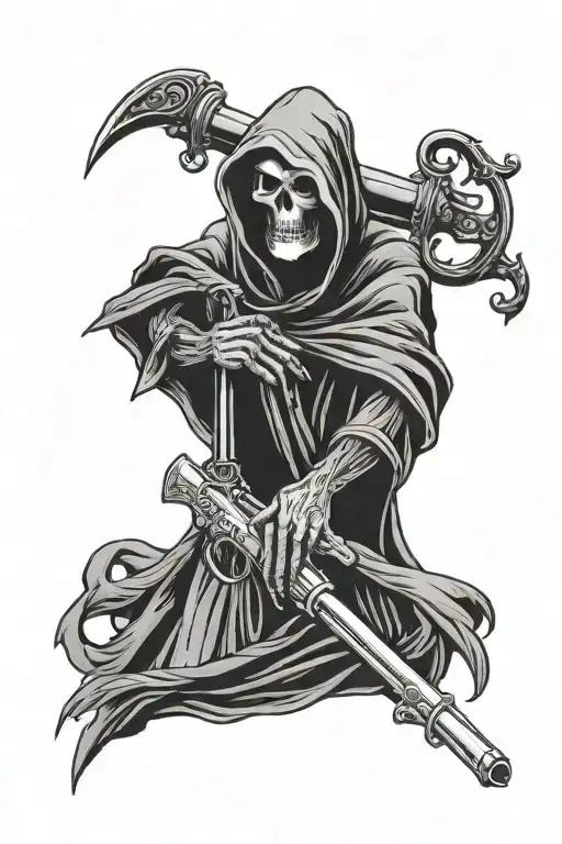 Grim Reaper Holding Gun