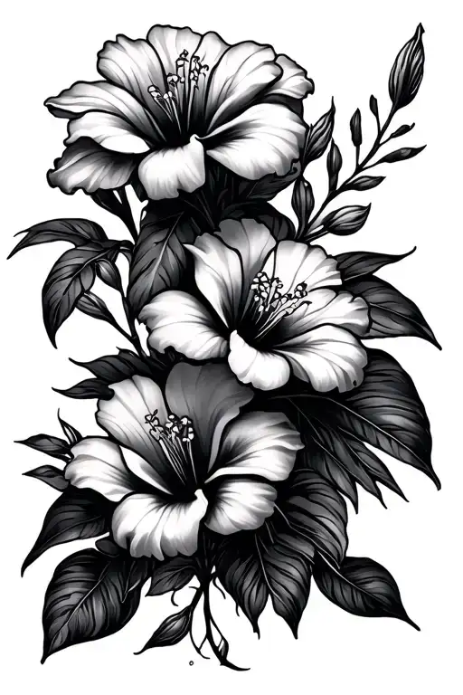 Hybicus Flowers With Hawaiian Animals Mixed In