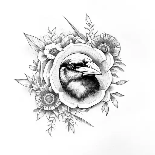 Crow And Flowers