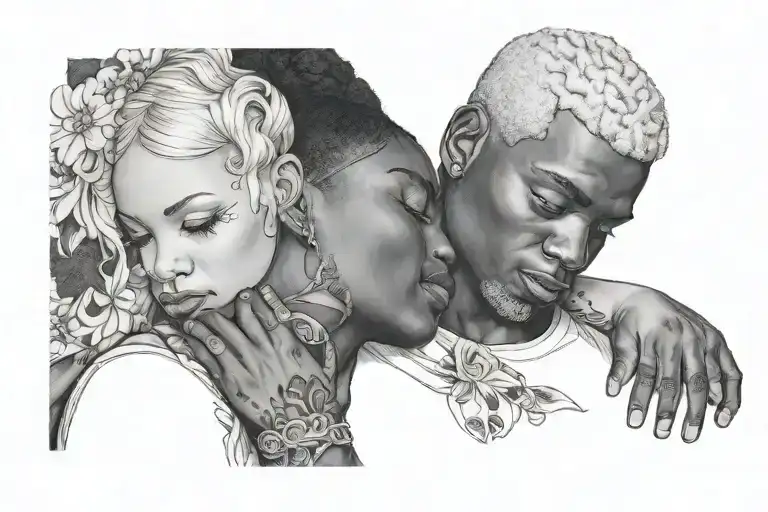 Black Woman Holding White Man