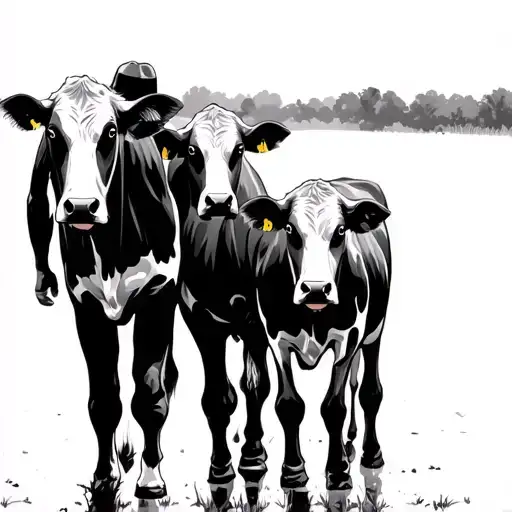 Son And Dad Walking To See The Cows