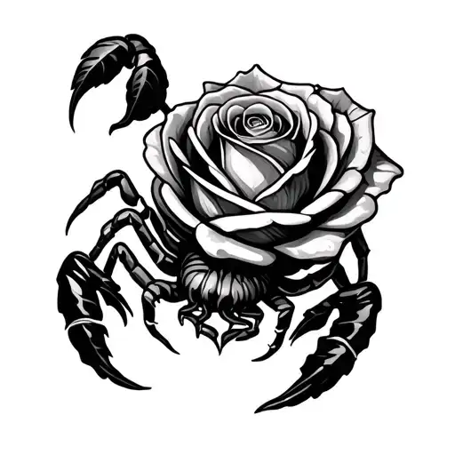 Rose Sorounded By Scorpion Wrapped