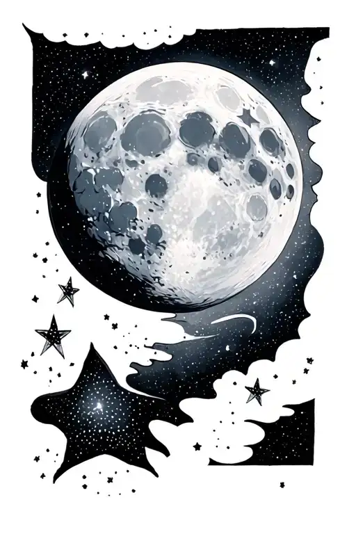 Full Moon And Universe Con Estrellas