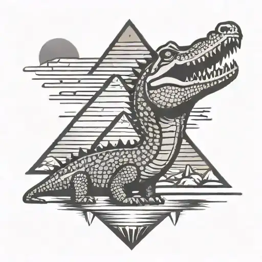 Nile Crocodile Egypt Pyramid Sun Desert River