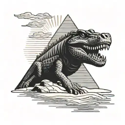 Nile Crocodile Egypt Pyramid Sun Desert River Flowing