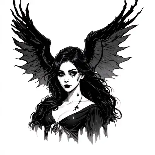 Mountain And Vampire Girl Looking