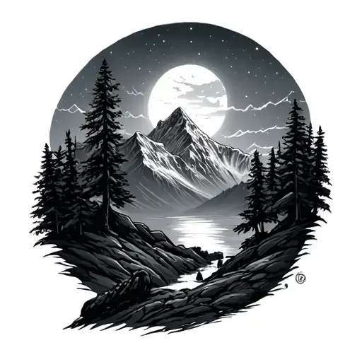 Night Mountain Scene