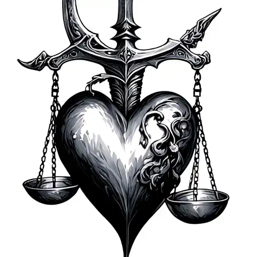 Sword With Scale Weighing A Heart