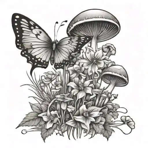 Tall Wildflowers And Fairy Mushroom